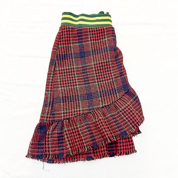 JOA Banded Ruffled Hem Detail Short Patterned Tartan Plaid Skirt Size Small - Picture 5 of 5
